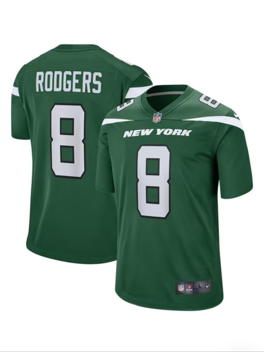 NWT Nike NFL Aaron Rodgers New York Jets Green Home Game Football Jersey 3XL